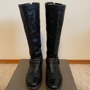Frye Phillip Harness Black Leather Boots